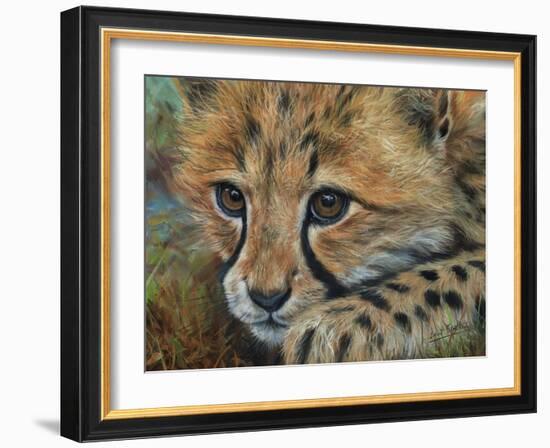 Cheetah Cub Close-David Stribbling-Framed Art Print