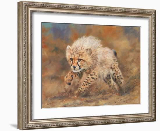 cheetah dust final-David Stribbling-Framed Art Print