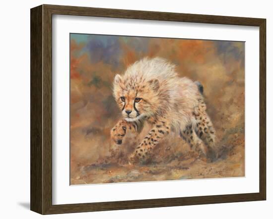 cheetah dust final-David Stribbling-Framed Art Print