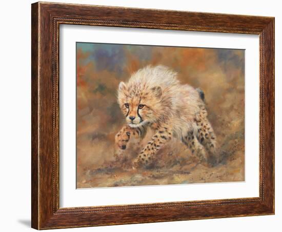 cheetah dust final-David Stribbling-Framed Art Print