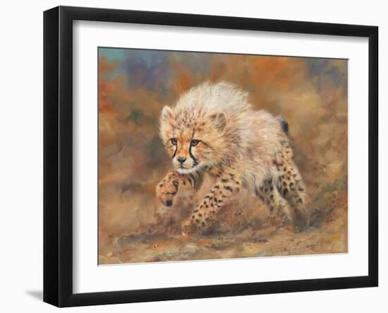 cheetah dust final-David Stribbling-Framed Art Print
