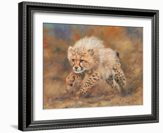 cheetah dust final-David Stribbling-Framed Art Print