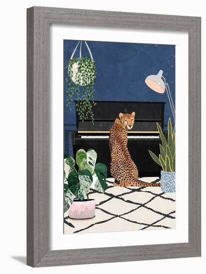 Cheetah playing piano-Sarah Manovski-Framed Giclee Print