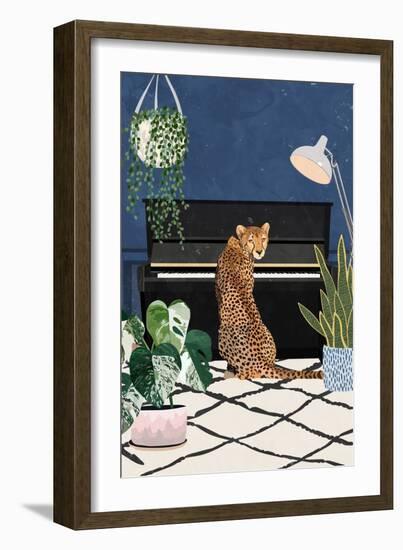 Cheetah playing piano-Sarah Manovski-Framed Giclee Print