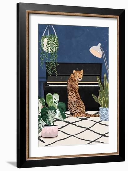 Cheetah playing piano-Sarah Manovski-Framed Giclee Print
