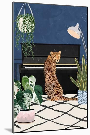 Cheetah playing piano-Sarah Manovski-Mounted Giclee Print