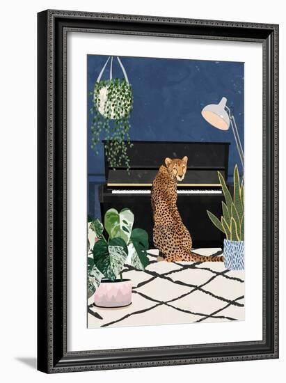 Cheetah playing piano-Sarah Manovski-Framed Giclee Print