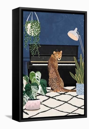 Cheetah playing piano-Sarah Manovski-Framed Premier Image Canvas