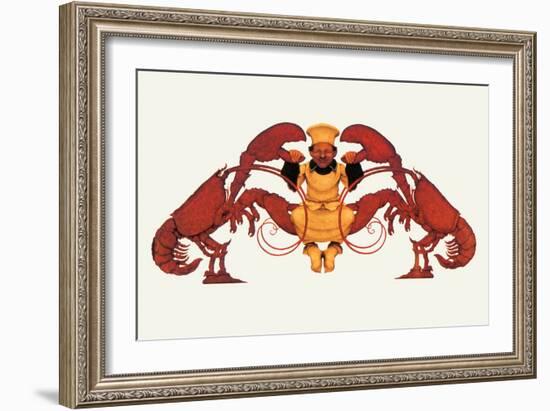 Chef and a Pair of Lobsters-Maxfield Parrish-Framed Art Print