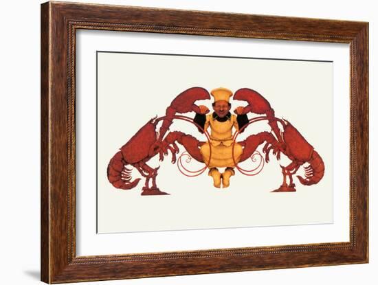 Chef and a Pair of Lobsters-Maxfield Parrish-Framed Art Print