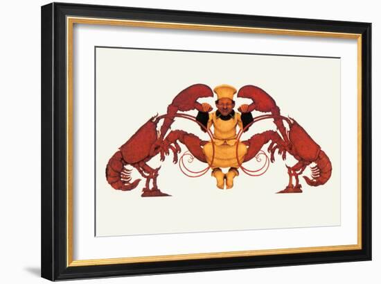 Chef and a Pair of Lobsters-Maxfield Parrish-Framed Art Print