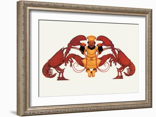 Chef and a Pair of Lobsters-Maxfield Parrish-Framed Art Print