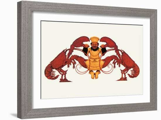 Chef and a Pair of Lobsters-Maxfield Parrish-Framed Art Print