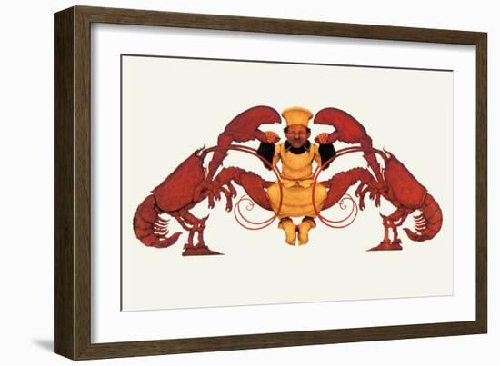 Chef and a Pair of Lobsters-Maxfield Parrish-Framed Art Print