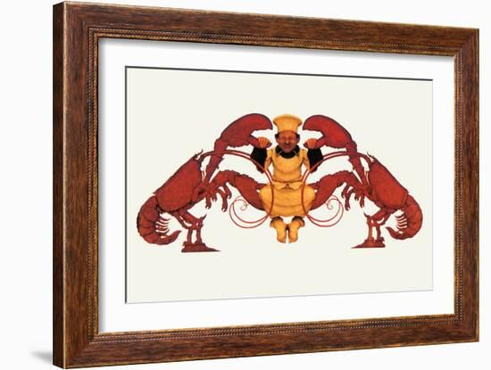 Chef and a Pair of Lobsters-Maxfield Parrish-Framed Art Print