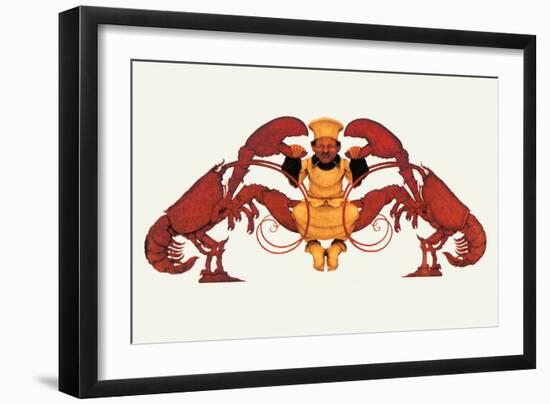 Chef and a Pair of Lobsters-Maxfield Parrish-Framed Art Print