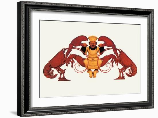 Chef and a Pair of Lobsters-Maxfield Parrish-Framed Art Print