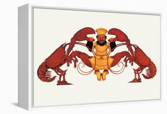 Chef and a Pair of Lobsters-Maxfield Parrish-Framed Stretched Canvas