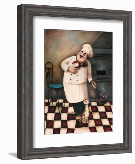 Chef and Cat-unknown Chiu-Framed Art Print