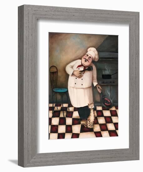 Chef and Cat-unknown Chiu-Framed Art Print