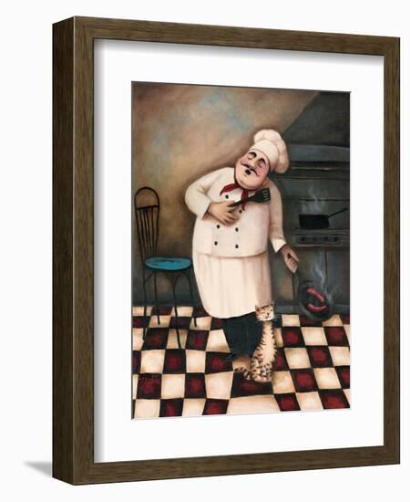 Chef and Cat-unknown Chiu-Framed Art Print