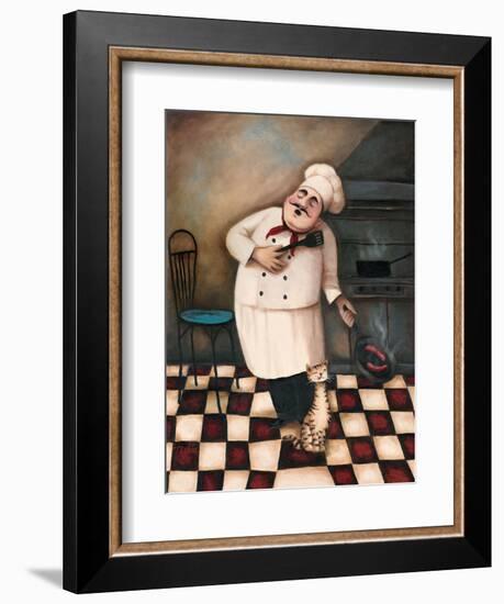 Chef and Cat-unknown Chiu-Framed Art Print