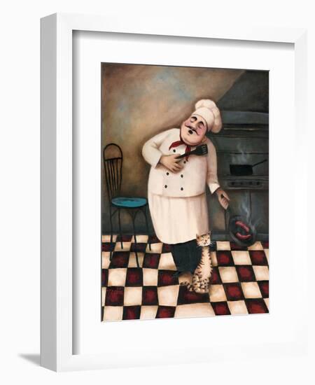 Chef and Cat-unknown Chiu-Framed Art Print