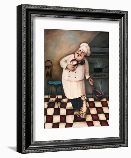 Chef and Cat-unknown Chiu-Framed Art Print