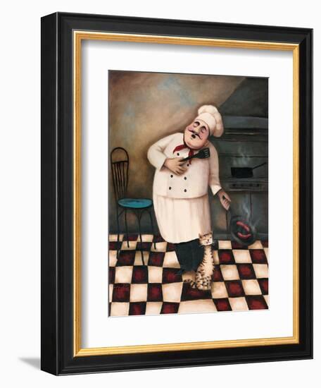 Chef and Cat-unknown Chiu-Framed Art Print