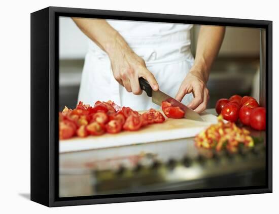 Chef Chopping Tomatoes-Robert Kneschke-Framed Premier Image Canvas