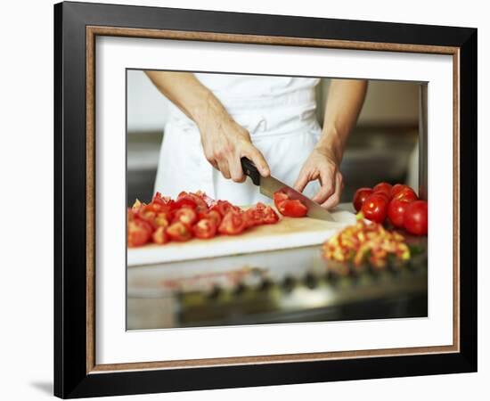 Chef Chopping Tomatoes-Robert Kneschke-Framed Photographic Print