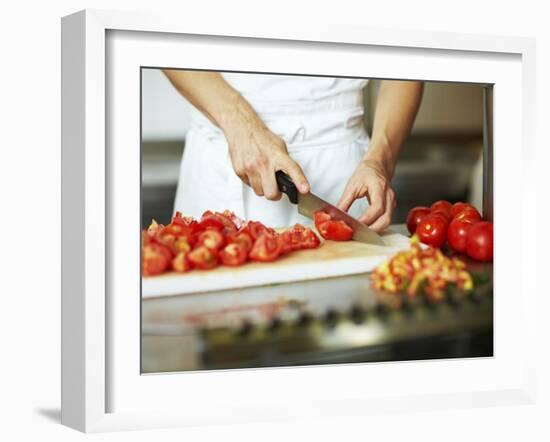 Chef Chopping Tomatoes-Robert Kneschke-Framed Photographic Print