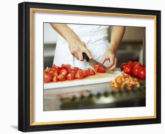 Chef Chopping Tomatoes-Robert Kneschke-Framed Photographic Print