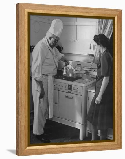 Chef Samuel Otis Cooking Breakfast at the Home of Hughston Mcbain-null-Framed Premier Image Canvas