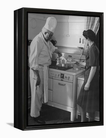 Chef Samuel Otis Cooking Breakfast at the Home of Hughston Mcbain-null-Framed Premier Image Canvas