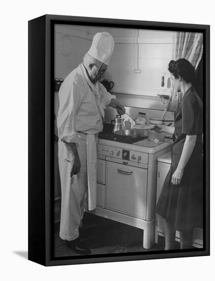 Chef Samuel Otis Cooking Breakfast at the Home of Hughston Mcbain-null-Framed Premier Image Canvas