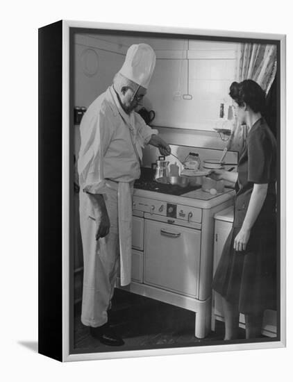 Chef Samuel Otis Cooking Breakfast at the Home of Hughston Mcbain-null-Framed Premier Image Canvas