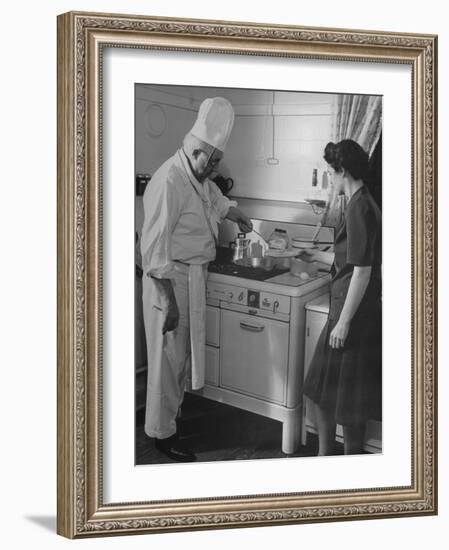 Chef Samuel Otis Cooking Breakfast at the Home of Hughston Mcbain-null-Framed Photographic Print