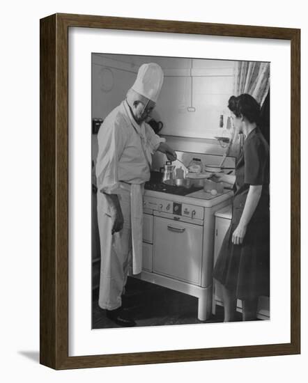 Chef Samuel Otis Cooking Breakfast at the Home of Hughston Mcbain-null-Framed Photographic Print