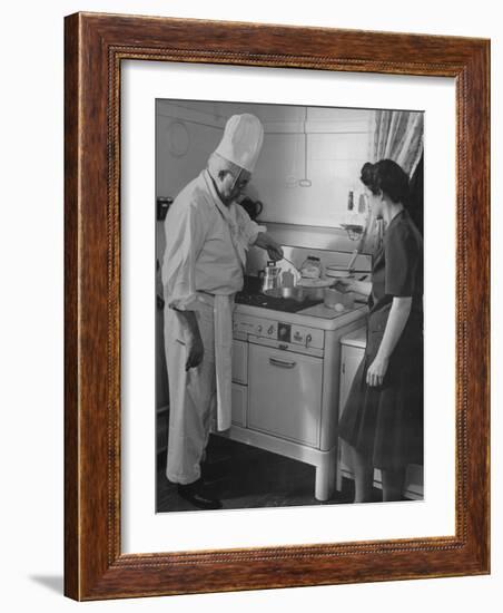 Chef Samuel Otis Cooking Breakfast at the Home of Hughston Mcbain-null-Framed Photographic Print