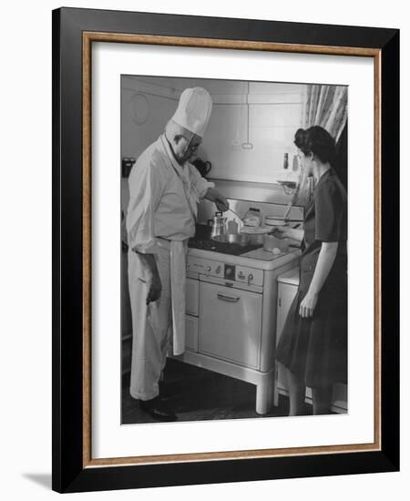 Chef Samuel Otis Cooking Breakfast at the Home of Hughston Mcbain-null-Framed Photographic Print