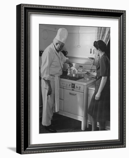 Chef Samuel Otis Cooking Breakfast at the Home of Hughston Mcbain-null-Framed Photographic Print