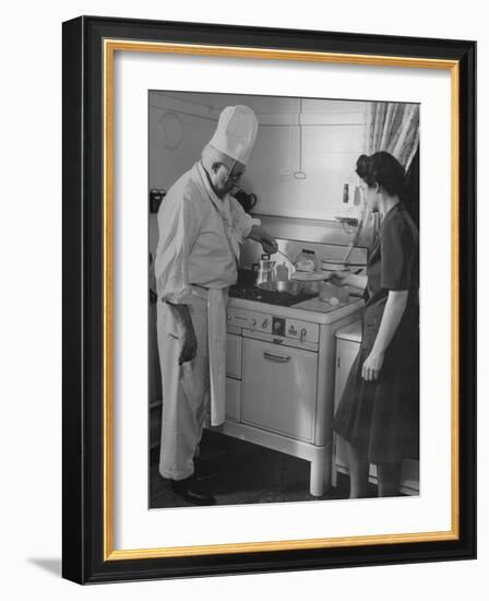 Chef Samuel Otis Cooking Breakfast at the Home of Hughston Mcbain-null-Framed Photographic Print