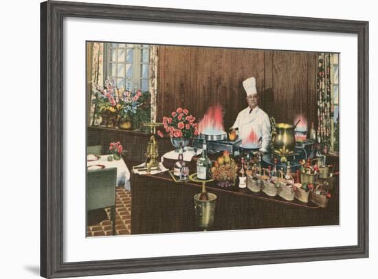 Chef with Elaborate Buffet-null-Framed Art Print