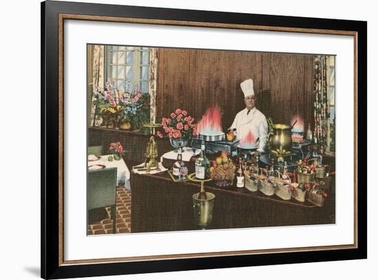 Chef with Elaborate Buffet-null-Framed Art Print