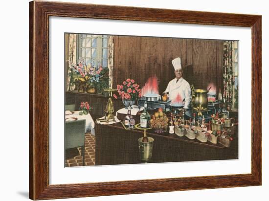 Chef with Elaborate Buffet-null-Framed Art Print