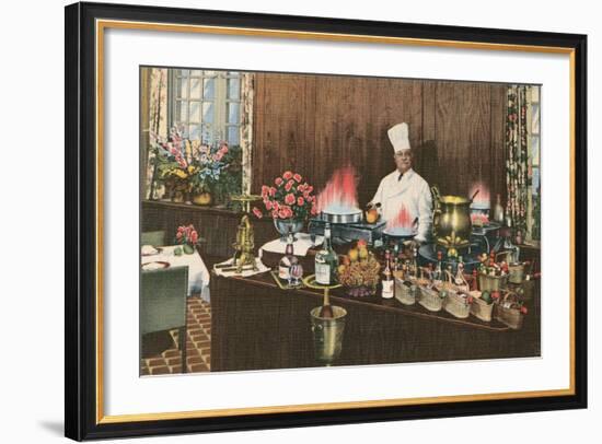 Chef with Elaborate Buffet-null-Framed Art Print