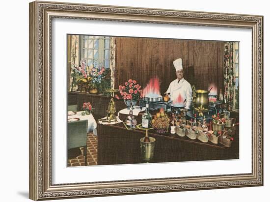 Chef with Elaborate Buffet-null-Framed Art Print