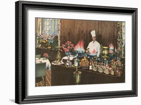 Chef with Elaborate Buffet-null-Framed Art Print