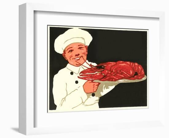 Chef with Lobster-null-Framed Premium Giclee Print